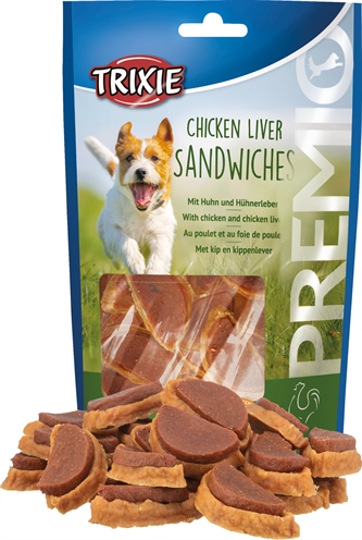 Trixie premio chicken liver sandwich | glutenvrij 6x100 gr