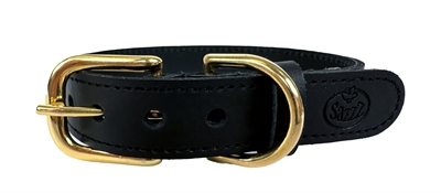 Sazzz hal band hond braveheart | leer zwart 22-28x1,5 cm