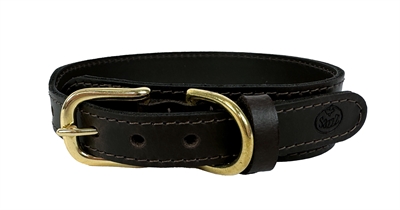 Sazzz halsband hond pioneer classic leer donkerbruin | 37-45x3,5 cm