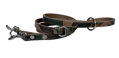 Sazzz hondenriem fearless vintage | verstelbaar leer camouflage 1,5 cm