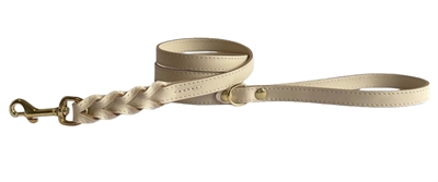 Sazzz hondenriem passion braided leer creme | 135x1,5 cm