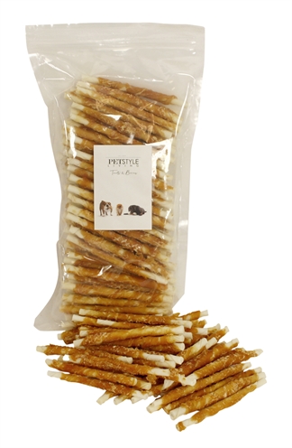 Petstyle living gedraaide stick met kip | 12,5 cm 100 st