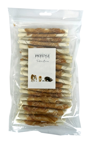 Petstyle living gedraaide stick met kip | 12,5 cm, 30 stuks