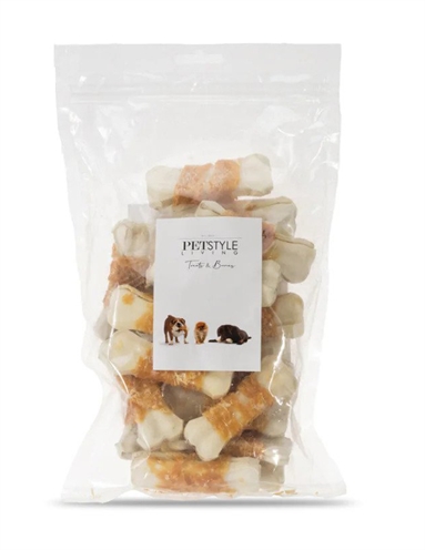 Petstyle living geperst bot wit met kip | 7,5 cm - 20 stuks