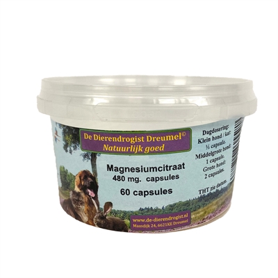 Dierendrogist magnesium citraat capsules | 480mg 60 st