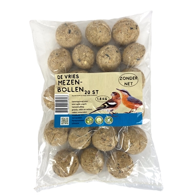 De vries mezenbollen in folie | 20 stuks 1,8 kg
