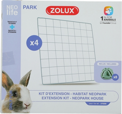 Zolux konijn uitbreidingsset neopark | gaaspanelen 35x35 cm 4 st