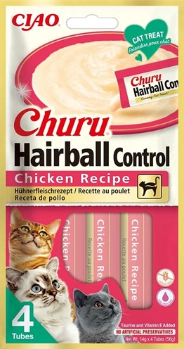 Inaba churu hairball chicken recipe | 4x14g snack voor katten