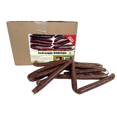 Petsnack gedroogde worstjes | 3 kg (± 150 stuks)