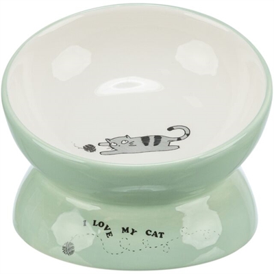 Trixie verhoogde keramiek voerbak kat salie/wit | 150 ml 13 cm