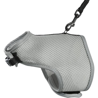 Trixie softtuig kat met riem grijs | 24-42x120 cm