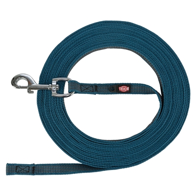 Trixie hondenriem sleeplijn l/xl 5m x 1,7cm | rubber anti slip petrol blauw