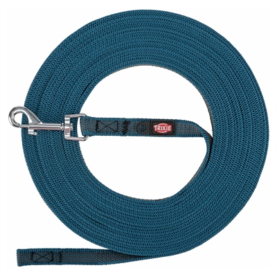 Trixie hondenriem sleeplijn | s/m 10 mtr x 1,5 cm petrol blauw