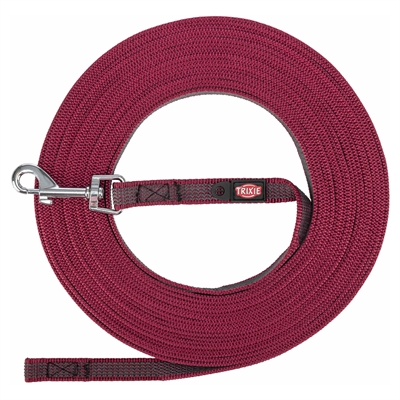 Trixie hondenriem sleeplijn rubber bekleed sangria | s/m 15m x 1,5cm