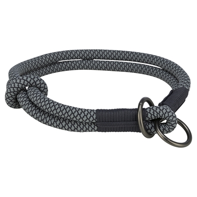 Trixie halsband hond soft rope halfslip zwart/grijs | 25x0,6 cm