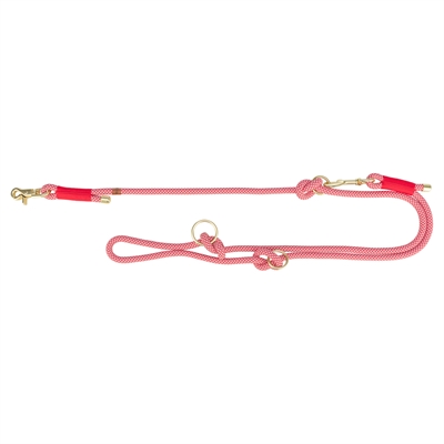 Trixie hondenriem soft rope | rood/creme 200x1,3 cm