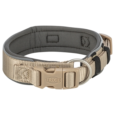Trixie halsband hond premium extra breed zand/grafiet grijs | 27-35x2,5 cm