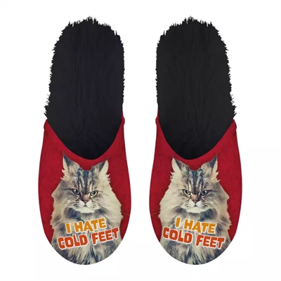 Merkloos pantoffel i hate cold feet rood/zwart | maat 39-42