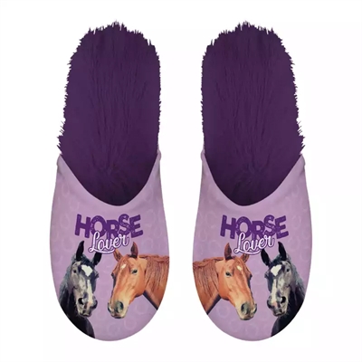 Merkloos pantoffel horse lover paars | maat 39-42
