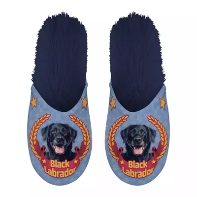 Merkloos pantoffel black labrador | donkerblauw maat 39-42