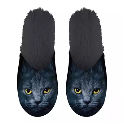 Merkloos pantoffel zwarte kat | zwart, maat 39-42