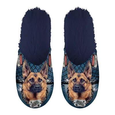 Merkloos pantoffel german shepherd donkerblauw | maat 39-42