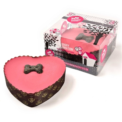 The barking bakery yoghurt topped pawty cake | roze hart met kaars