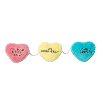 Fuzzyard cat toy | candy hearts aan touw met catnip pluche 15x6 cm