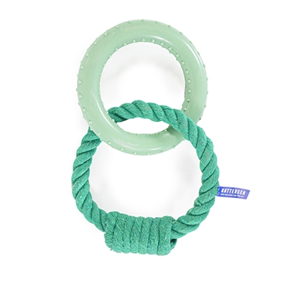 Battersea ring rubber / touw groen | 7x7 cm