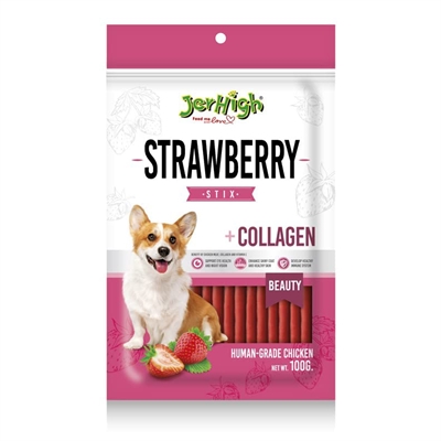 Jerhigh strawberry sticks | kip en collageen 100 gr