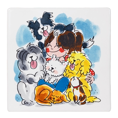 Blond amsterdam tegel hond | 13x13 cm