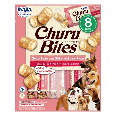 Inaba dog churu bites | chicken & salmon wraps 8x12g