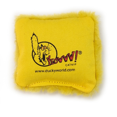 Yeowww kattenkussen geel 7×6,5 cm – mini speeltje met kattenkruid