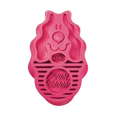 Kong zoomgroom rubber borstel | roze 7,5x4x12 cm