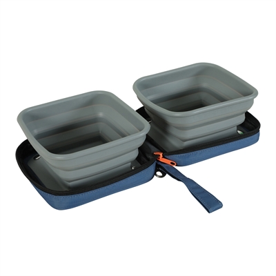 Zolux bvk 2in1 opvouwbare voerbak en drinkbak blauw | 2x700 ml