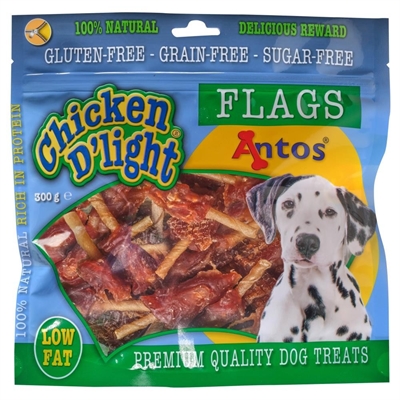 Antos honden snack chicken d'light flags 300 gr – natuurlijke kip snack