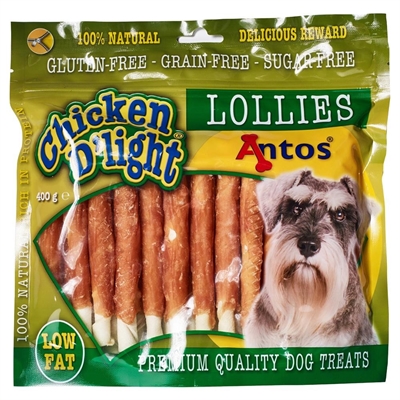 Antos hondenkauwsnack chicken d'light lollies 400 gr – glutenvrij