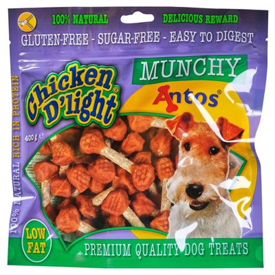 Antos hondenkauwsnack chicken d'light munchy 400 gr – glutenvrij
