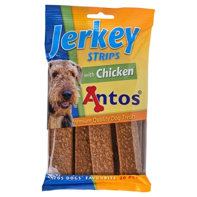 Antos honden snack jerkey strips kip 20 st – 100% natuurlijk