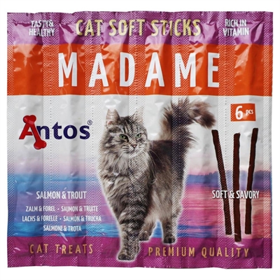 Antos katten snacks cat soft sticks zalm & forel 30g – 6 strepen