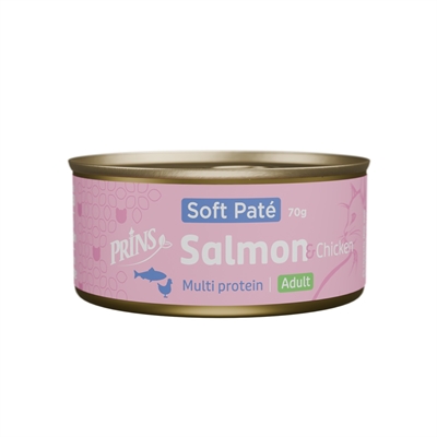 Prins kattenvoer soft paté salmon & chicken 24x70 gr – graanvrij