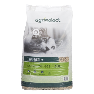 Agriselect kattenbakvulling cat litter wood pellets 30 ltr – natuurlijk