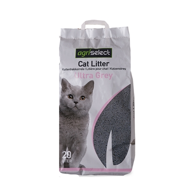Agriselect kattenbakvulling ultra grey 20 ltr – fijnkorrelig