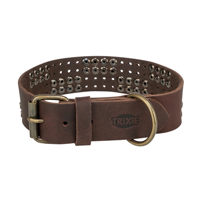 Trixie hondenhalsband rivet donkerbruin 55-65 cm – vetleer xl