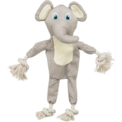 Trixie hondenspeeltje olifant met touw lijf 42 cm – grijs