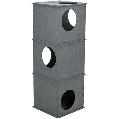 Trixie kattenhuis toren nele 38×38×105 cm – vilt grijs