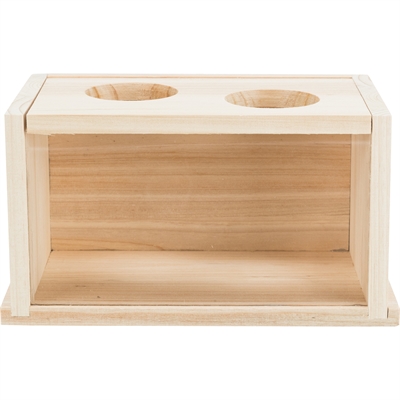 Trixie zandbad hamster/gerbil onbehandeld hout 28×15×15 cm – transparant