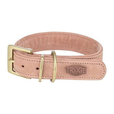 Trixie halsband hond pure leer roze s-m 31×3 cm – nubuckleer