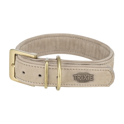 Trixie halsband hound pure leer lichtgrijs m 36×3 cm – dubbel gevoerd