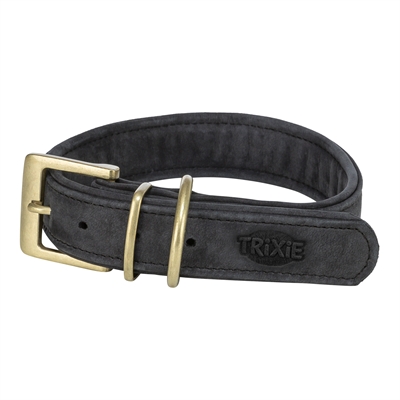 Trixie hondenhalsband pure leer zwart l 47-54×4 cm – dubbel gevoerd